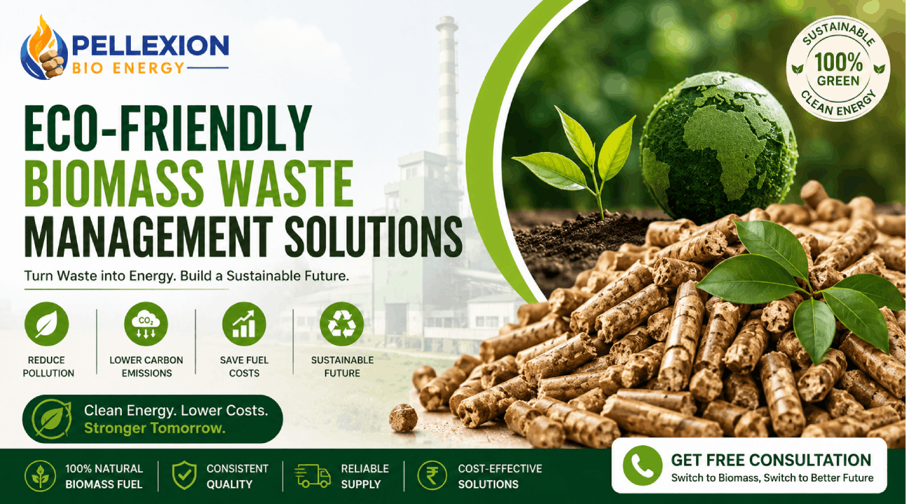 Eco-friendly biomass waste management solutions – agricultural waste being converted into biomass pellets