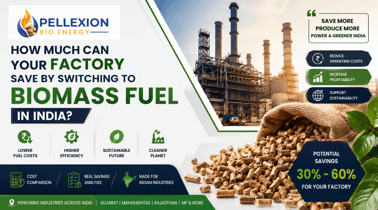 Factory boiler running on biomass pellets to reduce fuel cost in India